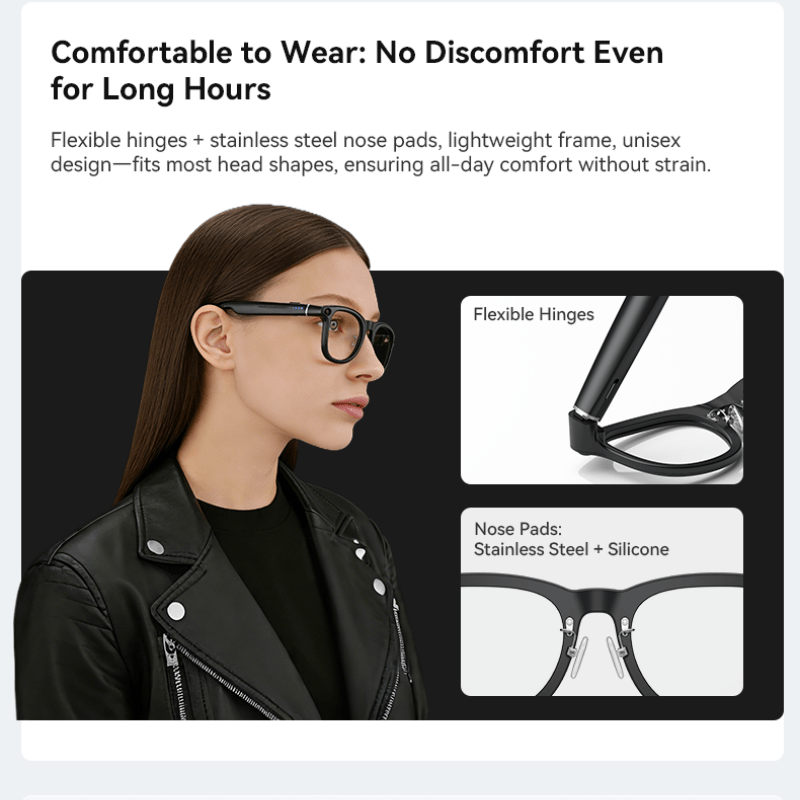 [Valentine's Day Gift] Smart Camera Glasses, 800MP Photochromic Lenses, 160+ Languages Real-time Translation, AI Voice Assistant, First-Ever Temple Battery Indicator, Charging Case with Battery Display, Anti-Shake Shooting, Emergency Charging