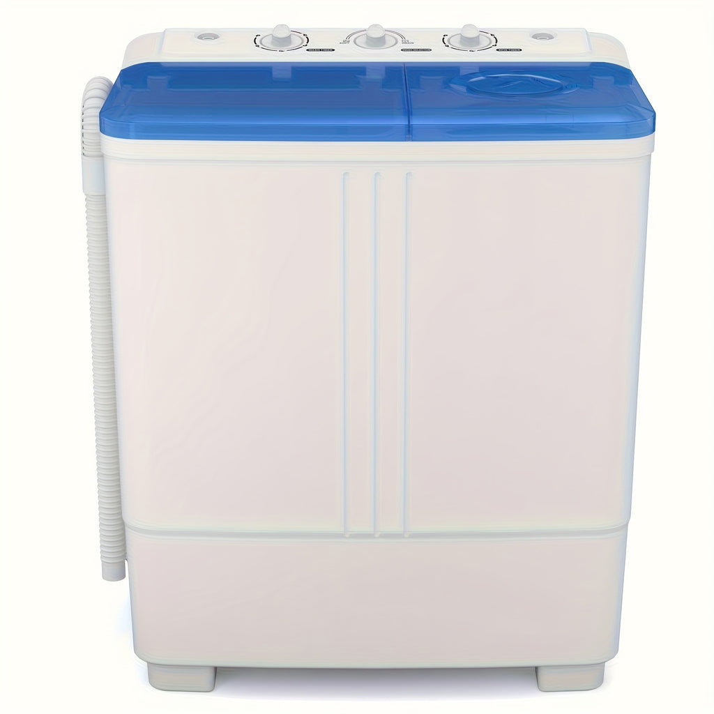 21Lbs Portable Washing Machine, Semi-automatic Compact Twin Tub Laundry Washer with Built-in Drain Pump, Time Control, 13Lbs Washer And 8Lbs Spin Dryer Combo for Apartments, Dorms, RVs