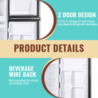 Mini Refrigerator with Separate Freezer and 7-Level Thermostat — WANAI Black, 3.5 or 4.5 Cu. Ft.
