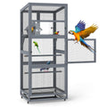 68.3''Enclosure Wood Tilted Flat Top Floor Bird Cage Equipped with Stand and Wheels