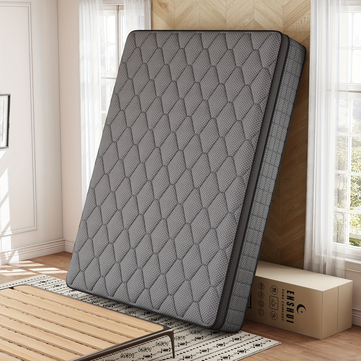 14 Inch Twin, Full, Queen, King, Sizes High Quality Innerspring Hybrid and Cooling Gel Memory Foam Mattress with Motion Isolation Medium Firm, Supportive Layer, Supportive Edge, Breathable Material, Hypoallergenic Material, Edge Support, Hot