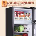 2.4 CU.FT. Mini Fridge with Freezer, Personal Refrigerator, Small Size Refrigerator with 7 Level Adjustable Temperature and Double Door