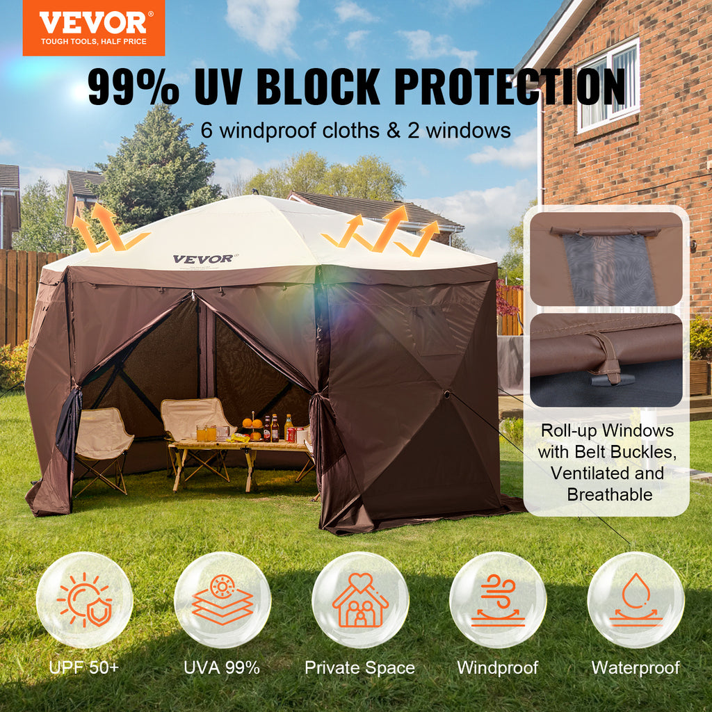 Pop-Up Screen Gazebo Tent by VEVOR, Removable Privacy Panels for Camping, Picnics and Backyard Gatherings
