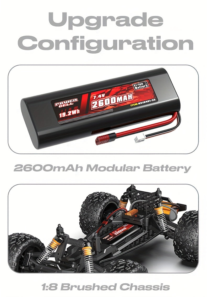 1:8 Full Scale High Speed Off-road Large RC Car, 45KM/H Racing Drifting Truck for Hobbyists, All Terrain Application, LED Headlights, 2600mAh Battery, 2.4Ghz Remote Control, Outdoor Sports Gifts