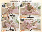 Office Criss Cross Chair with Wheels & Armrests, Comfy Wide Vanity Chair, Height Adjustable Computer Office Desk Chairs for Home, Makeup, Bedroom, Stable & Comfortable
