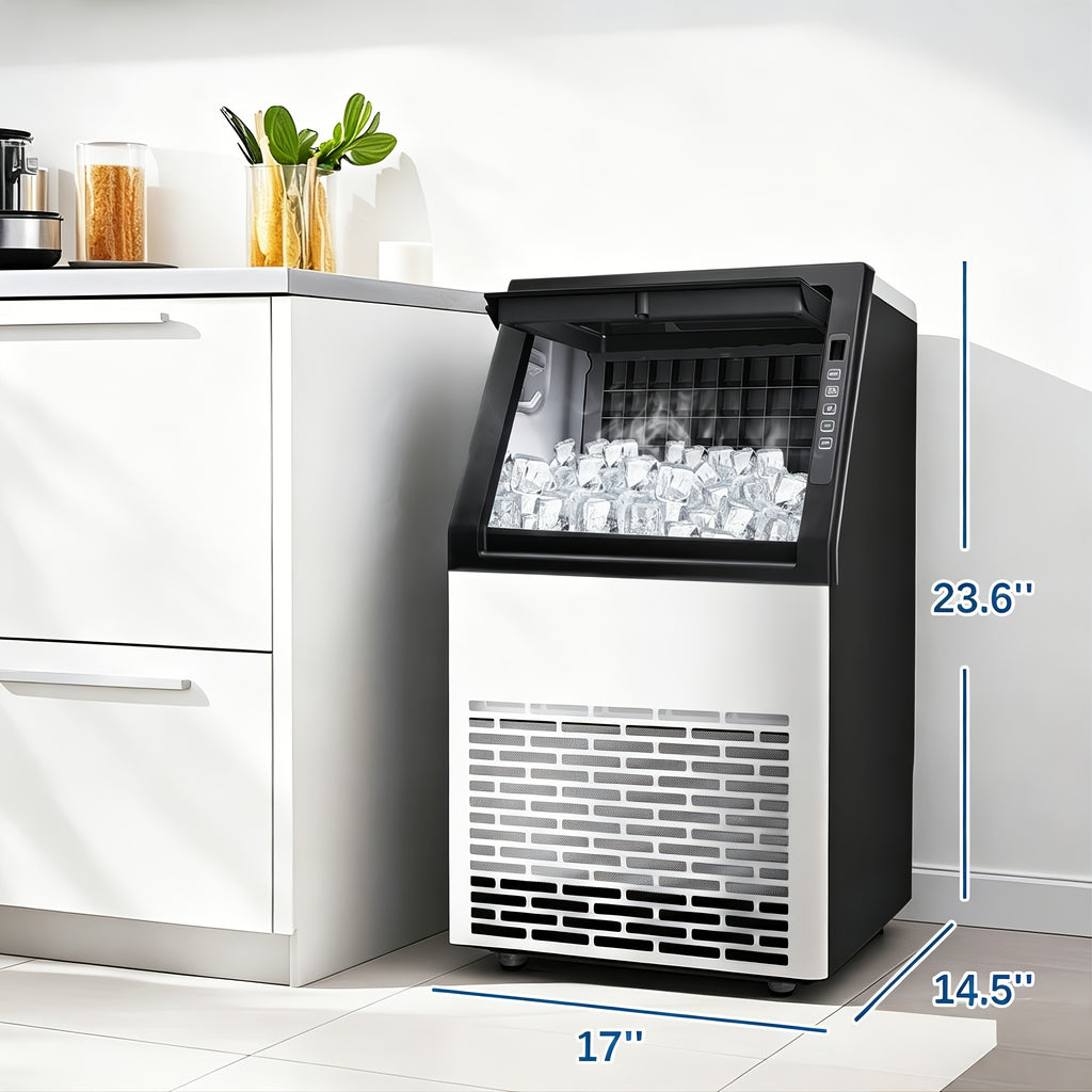 110 Lbs/24H Commercial Ice Maker, 36 Cubes/11mins, 13 Lbs Ice Storage Capacity, Counter Ice Maker Self Cleaning, 24 Hour Timer Stainless Steel Freestanding Ice Maker Machine