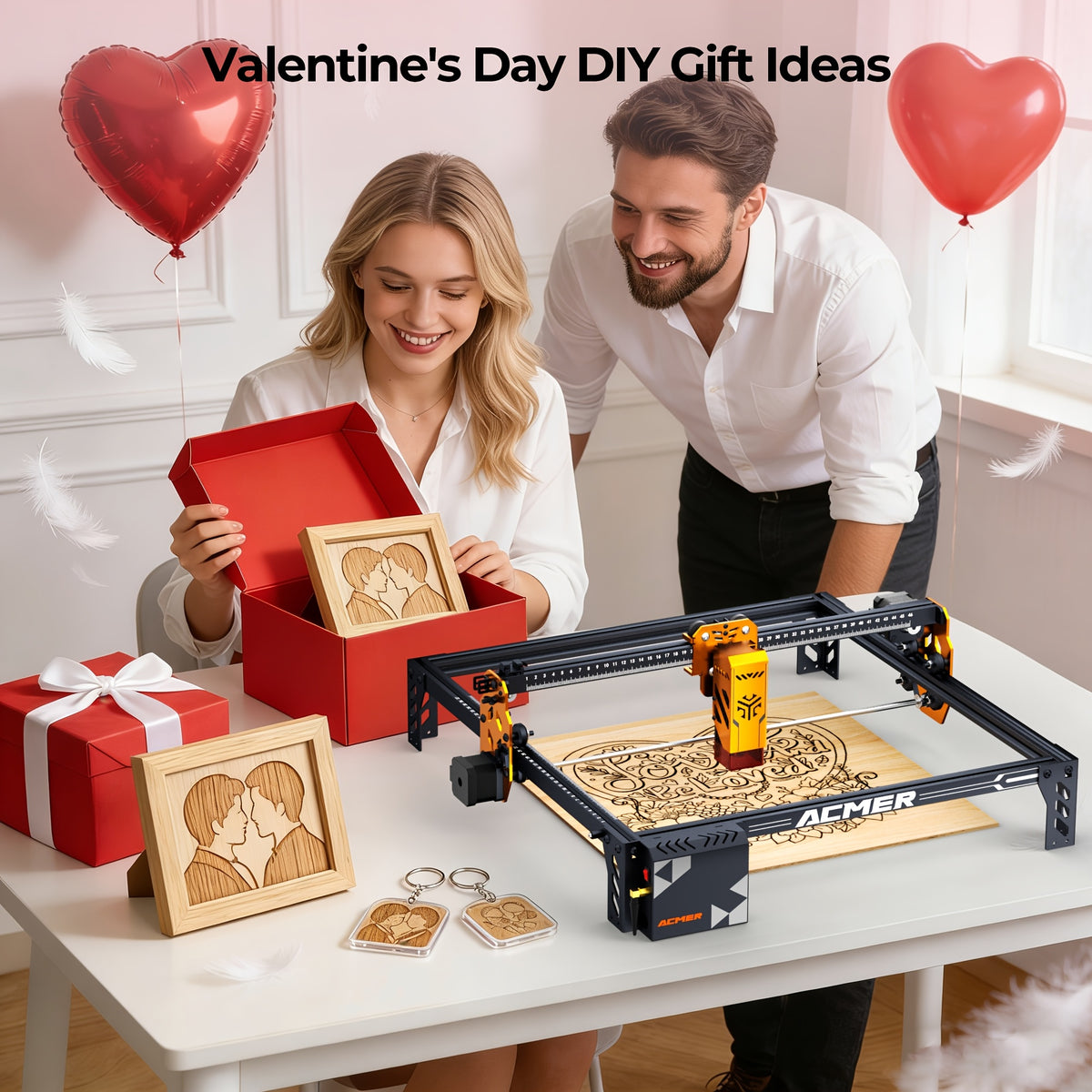 ACMER P1S Pro Laser Engraving Machine, 6W Laser with Z-Axis Lifting Module, WiFi Module, Engraving Accuracy of 0.01mm, 380mm X 370mm Work Area, Diode CNC Machine Tool Blue Light Laser Cutter, Ideal for DIY Craft Enthusiasts, Great Mother's Day Gift