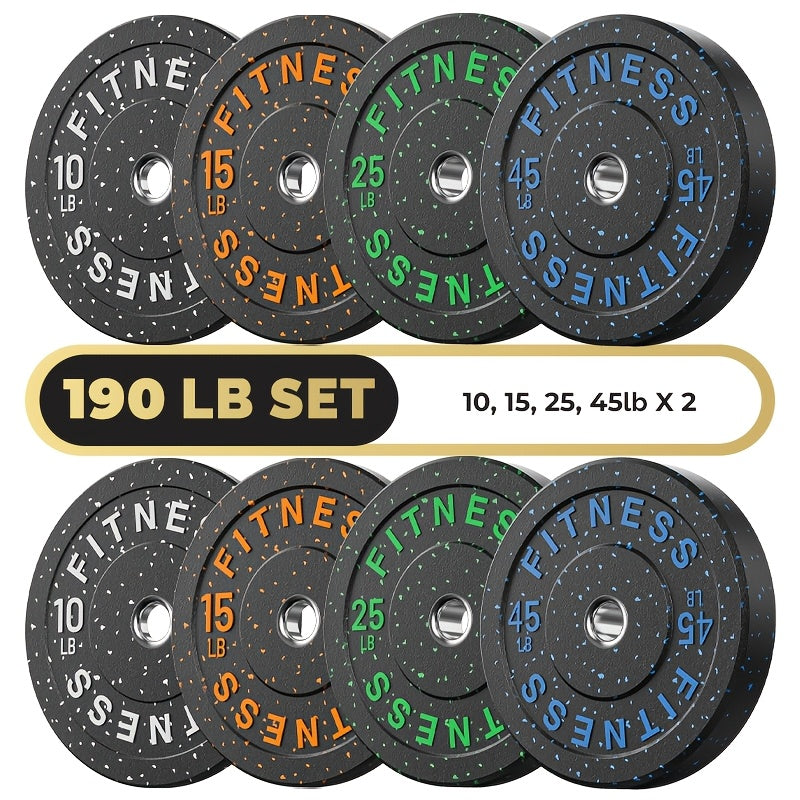 AMGYM 190LB High Bounce Bumper Plates Weight Plates with Colored Fleck Rubber Weight Plate for Weightlifting And Strength Training