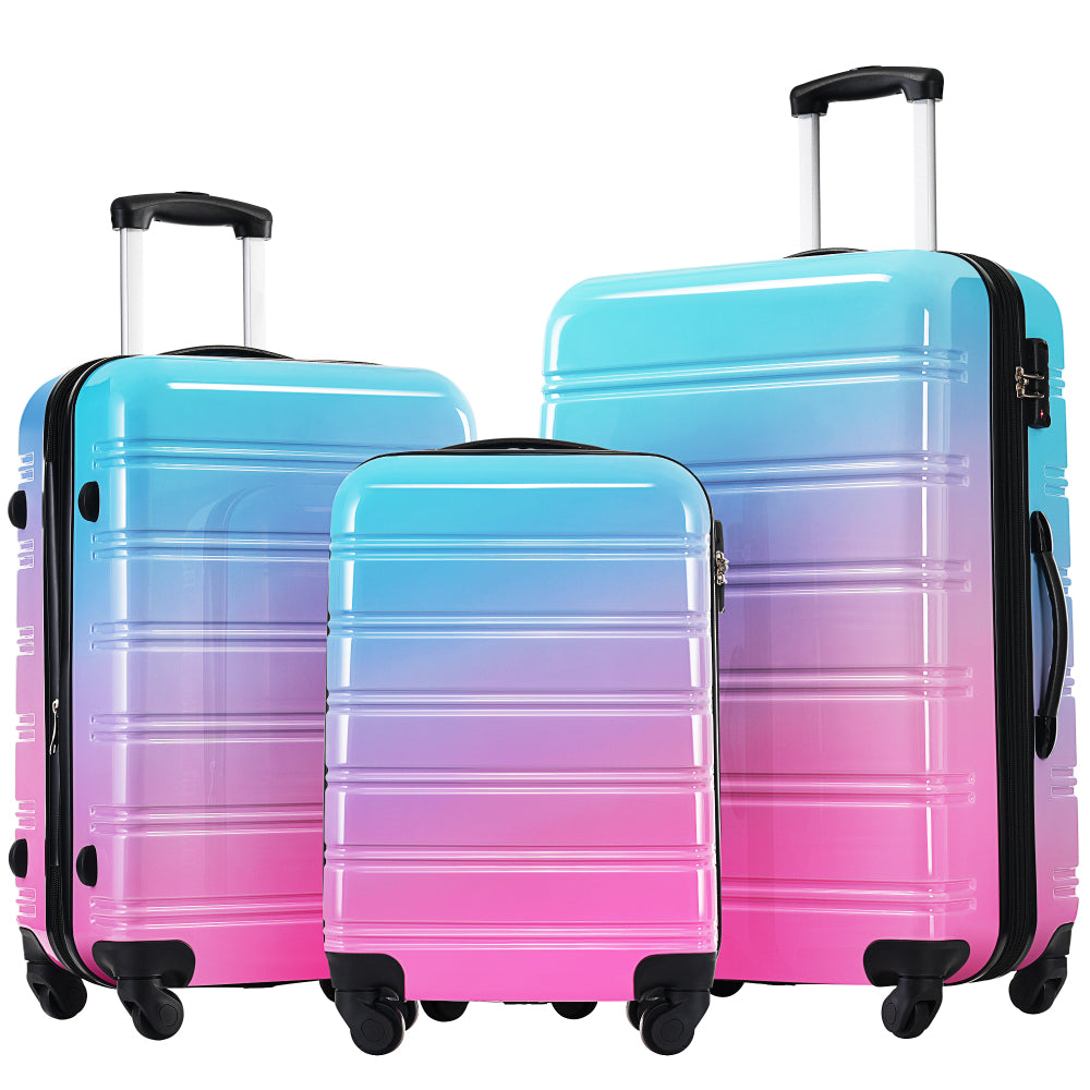 Merax Luggage Sets 3pcs, Hardside Expandable Suitcase Set with Spinner Wheels, Lightweight Gradient Color Luggage 20+24+28in