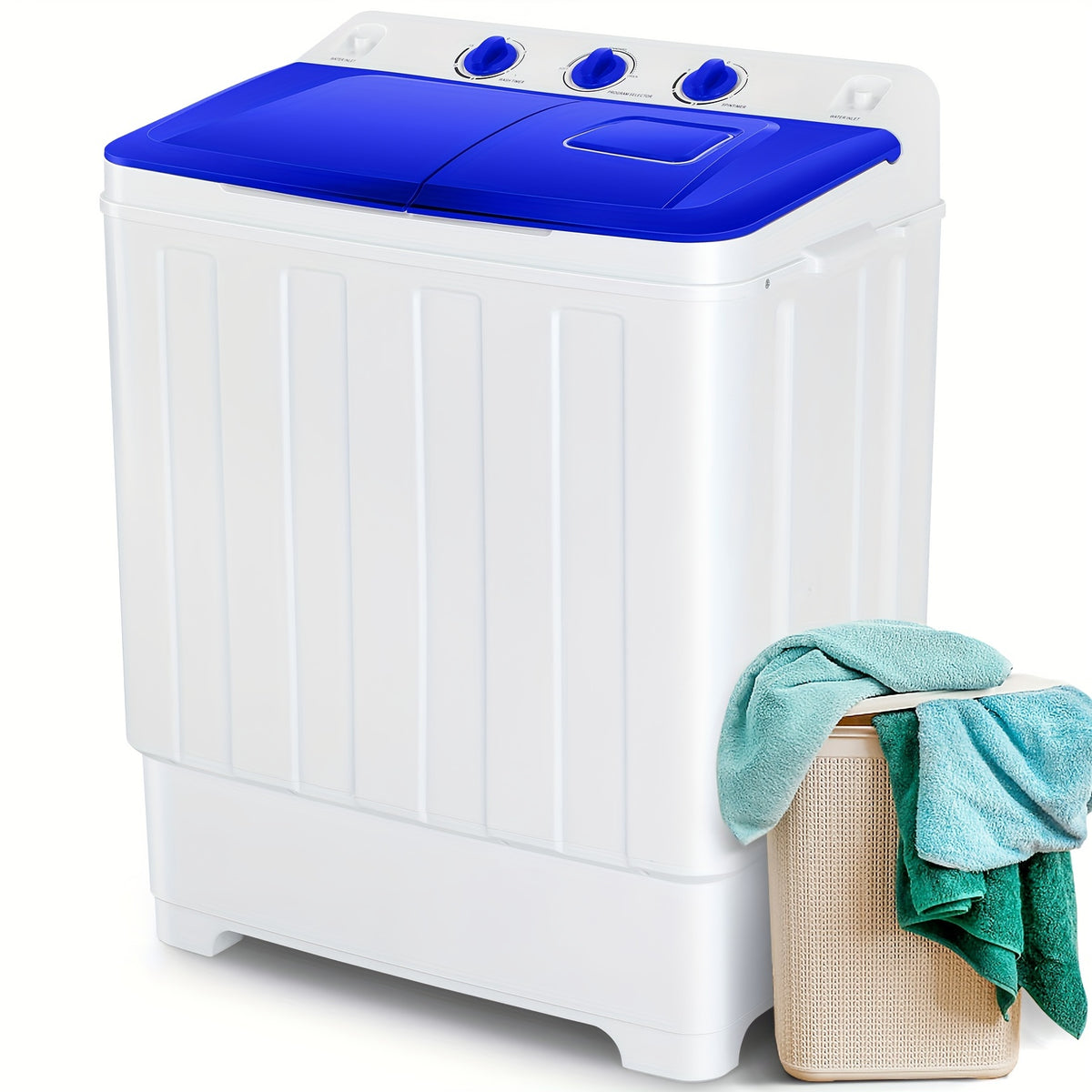 HOMDOX 30Lbs Portable Washing Machine, Twin Tub Laundry 2-In-1 Compact Washer Spinner Combo with 19Lbs Washer And 11Lbs Spinner Dryer for Apartments, Rvs, Dorms, Suitable for Family And Travel, Mother'S Day Gift, Father'S Day Gift