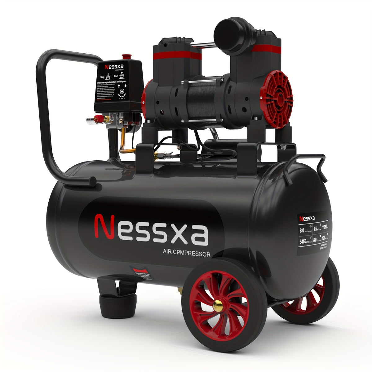 8 Gallon Ultra Quiet Air Compressor, 1.5HP 4.52 CFM, Max 115 PSI Oil-Free Air Compressor Tank, 110V/60Hz, 70dB Air Compressor for Car Repair, Spray Painting, Woodwork Nailing