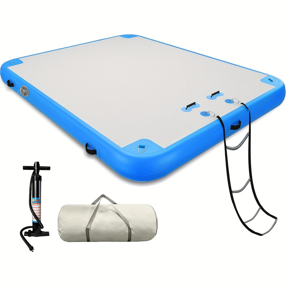 6ft/8ft/10ft/12ft Floating Dock Water Platform, Multi-People Inflatable Floating Mat, Dock Platform for Lake/Boats/Island/Swimming Pool