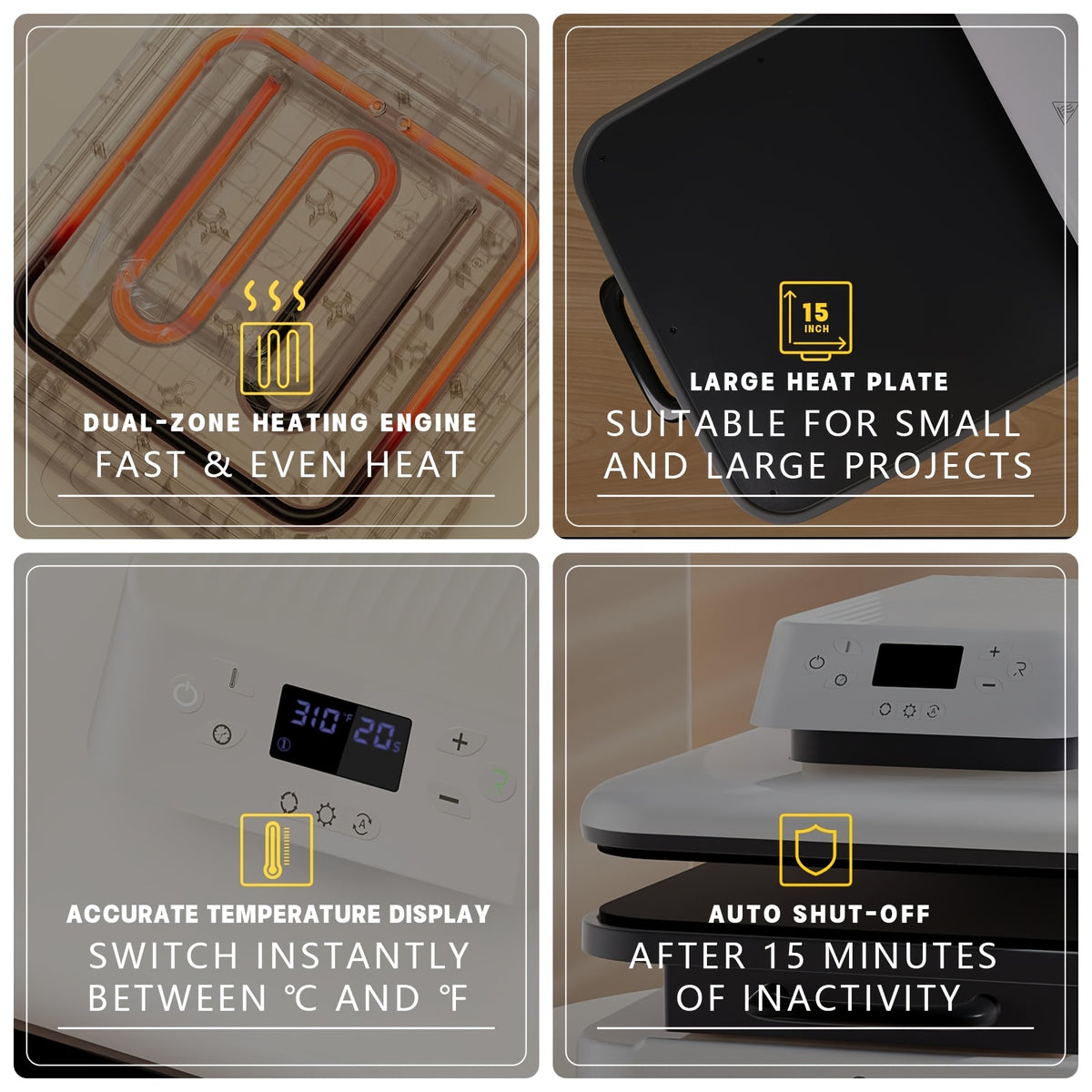 HTVRONT Auto Heat Press Machine 15x15 for T Shirts - Professional Heat Transfer Machine with Auto-Release - Fast & Even Heating for HTV, Sublimation Projects