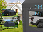 JAMFLY Sturdy Carport Featuring Roll-Up Ventilated Windows, Outdoor Canopy, Portable Garage Gazebo Equipped with Detachable Sidewalls & Doors for Vehicles, Truck, Boat, All-Season Tarp Car Canopy