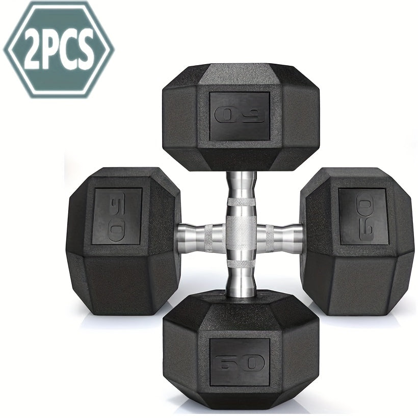 2pcs 60lb/65lb/70lb/75lb/80lb/85lb Dumbbell, Rubber-Coated Cast Iron Hex Shape, Perfect for Weightlifting & Strength Training