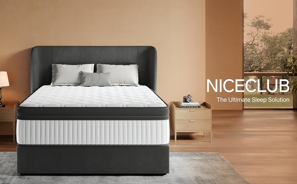 12-inch Full-filled Mattress, Queen Or King Size - Full-size Mattress with Memory Foam And Independent Springs, Medium-firmness, Suitable for Heavy Sleepers - Durable Mattress, Comfortable Bedroom Style, Ergonomically Designed.