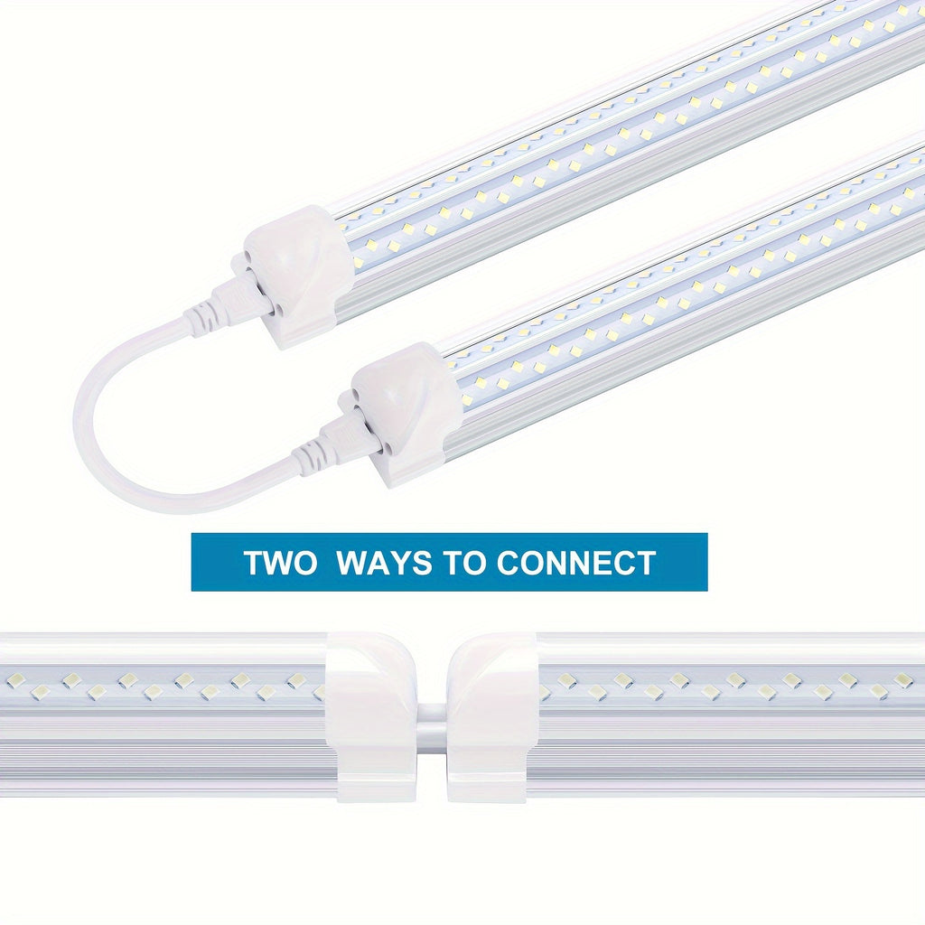6pcs/lot T8 8ft Integrated LED Tube Light Bulbs 6000K, 120W 8Foot 96 Inch LED Shop Light Fixtures, V Shaped 4 Row Bulbs 2835 LED Chips, 14400lm High Brightness, for Warehouse Ceiling Garage Office Factory, AC 85-277V