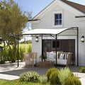 10' x 8' Outdoor Pergola and Patio Gazebo, Extendable Side Awning, Sun Shade Shelter for Garden, Camper, Deck, Doors and Windows, Cream White