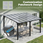 Wall-Mounted Pergola by VIWAT — Modular Splicable Design and Sloped Panel Roof for Patios and Decks, Gray