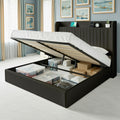 WEEWAY Lift Up Storage Bed Frame, Velvet Vertical Channel Headboard, Charging Station, Hydraulic Support, Noise-Free Wooden Slats, No Box Spring Needed, Bedroom Furniture, Masterroom, Guestroom, White, Black, Cream, Grey, Free Shipping