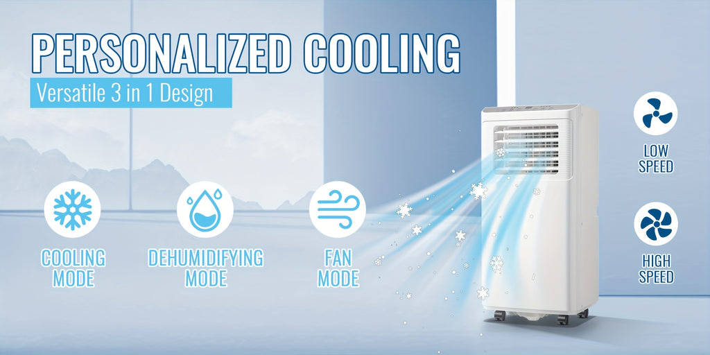 [Up to 8000 BTU Portable AC] Portable Air Conditioner, Air Conditioner with Cooling, Fan, Dehumidifier, Sleep Mode, Cooling Up to 250 Sq.Ft. with 24H Timer/Digital Display/Remote Control & Window Kit, Perfer for Office Bedroom & Apartment
