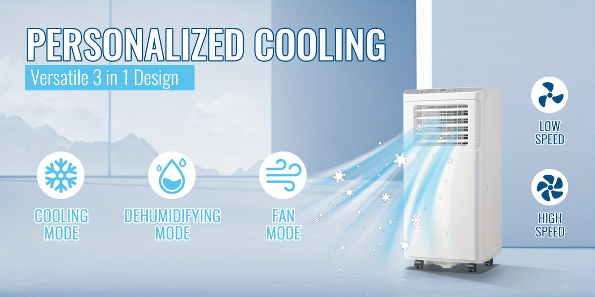 [Up to 8000 BTU Portable AC] Portable Air Conditioner, Air Conditioner with Cooling, Fan, Dehumidifier, Sleep Mode, Cooling Up to 250 Sq.Ft. with 24H Timer/Digital Display/Remote Control & Window Kit, Perfer for Office Bedroom & Apartment