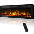 50/60/68/72 Inch Electric Fireplace, Recessed And Wall Mounted Fireplace, Fireplace Heater with Remote Control, Linear, Ultra-Thin Fireplace Heater with 12 Adjustable Flame Color, Log & Crystal Options, 750/1500W