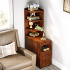 A Sleek Nightstand Made of Solid Wood in a Mid-Century Modern Style, Featuring a Robust And Durable Build, Designed to Save Space in Your Bedroom Or Living Room (1pc)