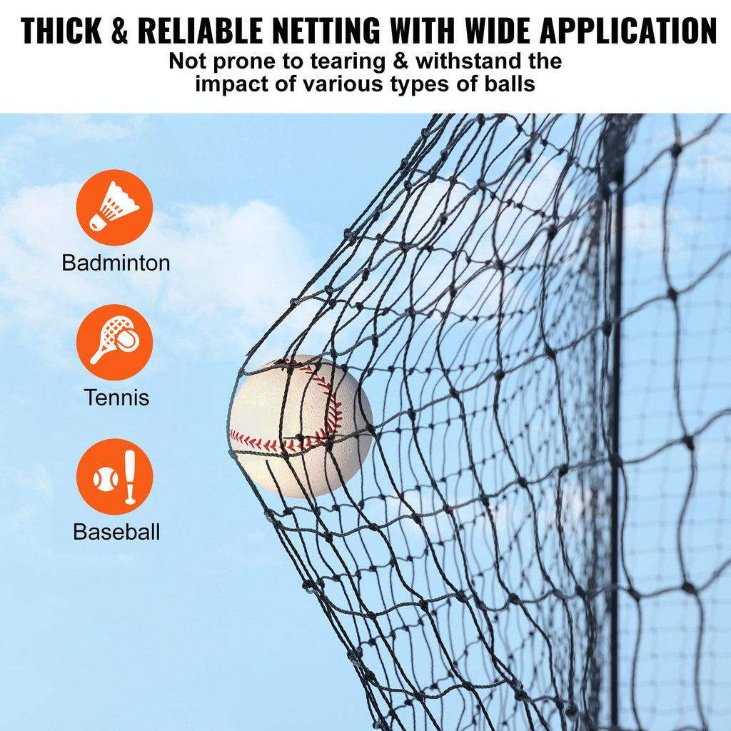 VEVOR Baseball Batting Netting, Professional Softball Baseball Batting Hitting Training Net, Practice Portable Pitching Cage Net with Door & Carry Bag, Heavy Duty Enclosed PE Netting, 35/55/70FT (NET ONLY)