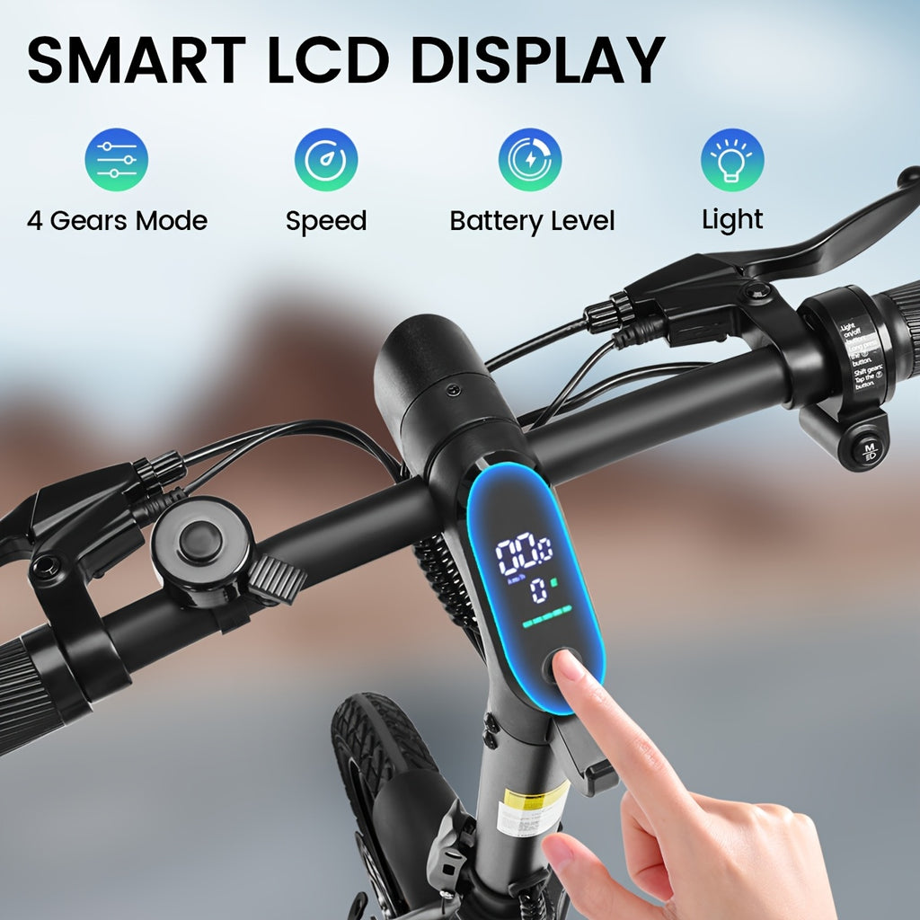 14" Electric Bike For Adults Teens, Folding Electric Bicycle, Commuter City E-Bike With 350W Peak 500W Motor And 36V 7.5Ah Battery, 3 Levels Assist, Dual Disc Brakes, Built-in Battery Max Speed 15.5MPH