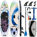 AISUNSS Inflatable Paddle Board For Adult, Paddle Board For All Skill Levels, Wide SUP Board With Primium Accessories Include SUP Carry Bag, Hand Pump, 2.64gal Waterproof Bag And Adj Paddle
