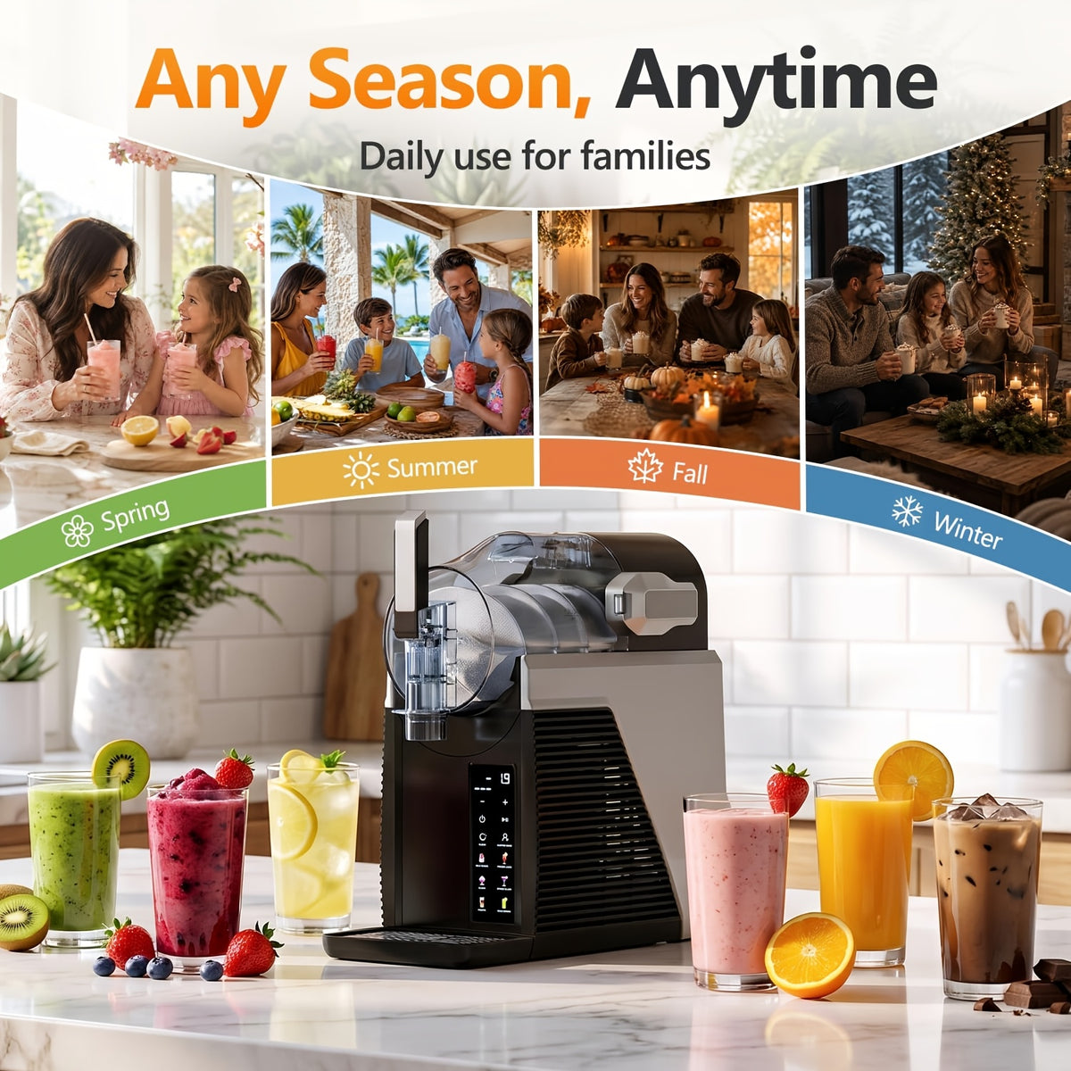 6-IN-1 Slushie Machine & Digita Smart Frozen Drink Maker, Top Performance & Smart Technology, Family-Size 68oz/42oz Capacity Available, No Ice Needed, 6 Preset Programs for Smoothies, Ice Cream & Margaritas, LED Display, Low Nosie, Self-Cleaning