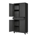 SISESOL Metal Garage Storage Cabinet With Locking Doors And Adjustable Shelves, Rolling Tool Storage Cabinet With 4 Wheels And 1 Drawer - 73" Steel Locking Cabinet For Garage, Warehouse