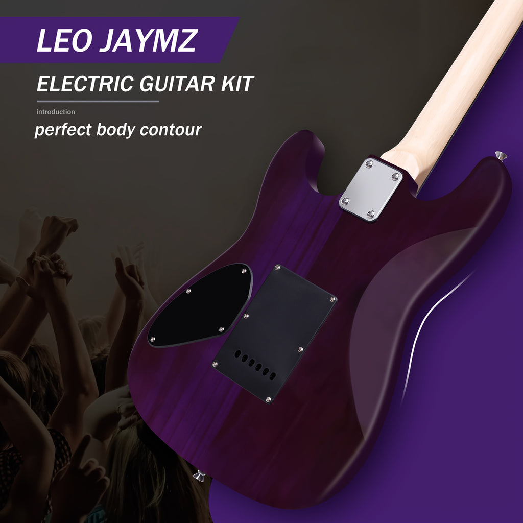 [Beginner Kit] Leo Jaymz 39 Inch Full Size Electric Guitar Kit Electric Guitar Beginner Kits - 20W Amplifier, Digital Tuner, Carrying Bag, Shoulder Strap, Connecting Cable