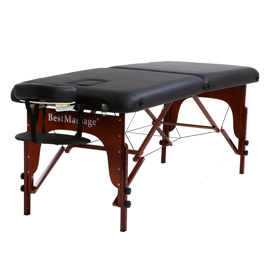 2 Fold Massage Bed Portable Massage Table Spa Bed Height Adjustable Lightweight Spa Table with Carry Case