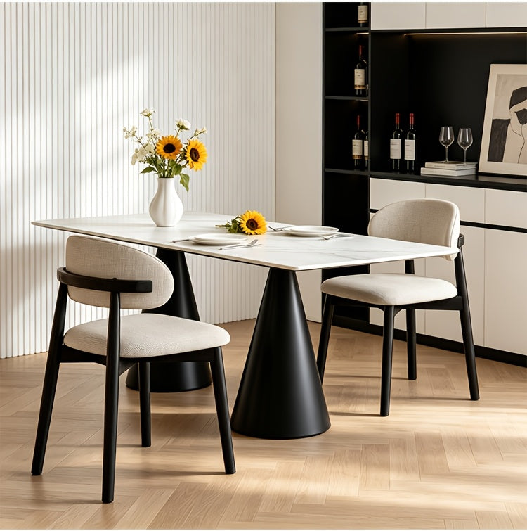 Medieval Modern Style Dining Chair Set (2pcs/4pcs Set) with Curved Backrest, Ergonomic Cushioned Chair Surface, Natural Wooden Legs with Adjustable Anti Slip Foot Pads, Sturdy Frame, Suitable for Kitchens, Restaurants, Cafes, And Dining Rooms