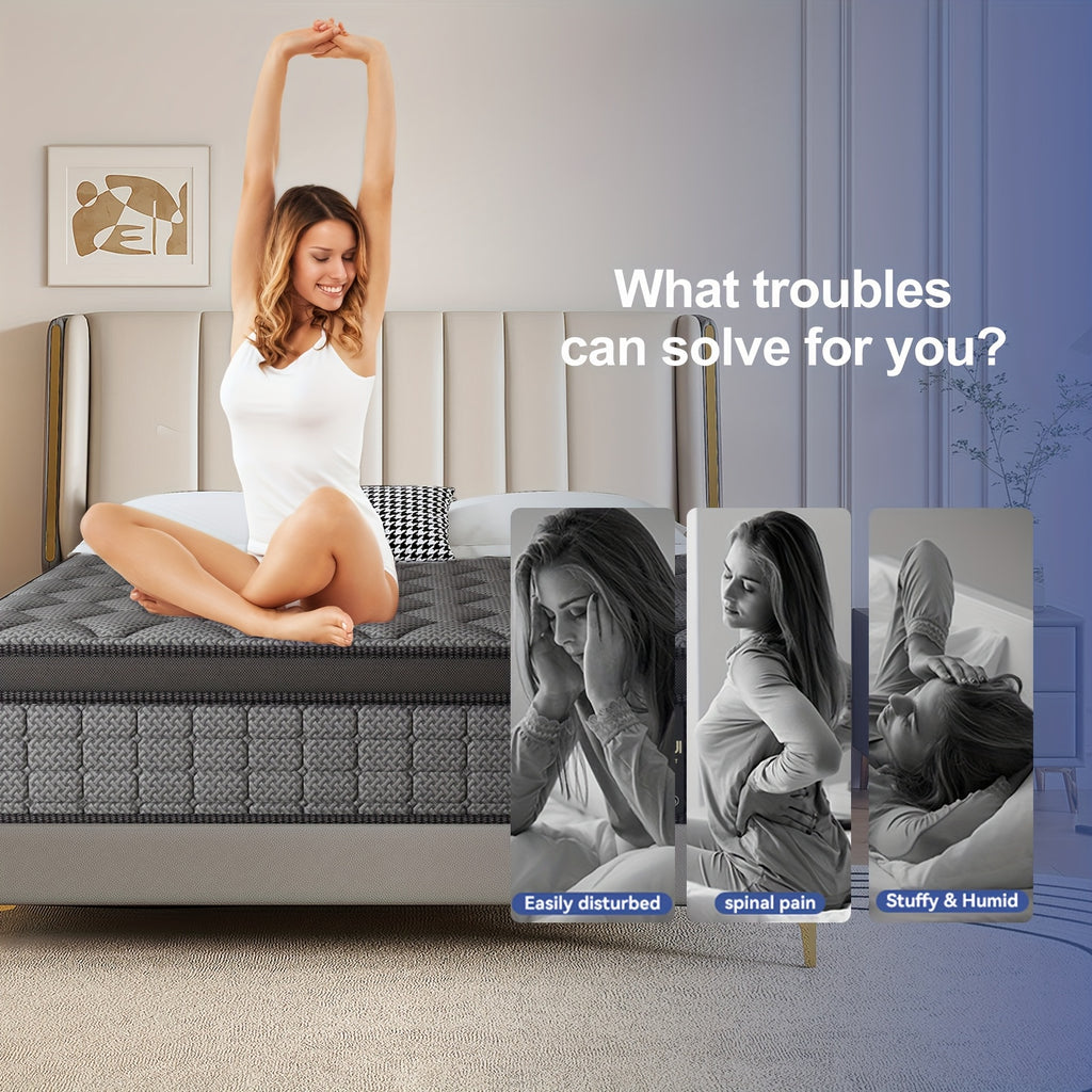 12-Inch/14-Inch Queen Size Mattress, Deep Sleep Memory Foam Hybrid Euro Top Mattress - 7-Zone Design - Ideal Lumbar Support for Ultimate Comfort - Available in Twin, Full, Queen, And King Sizes