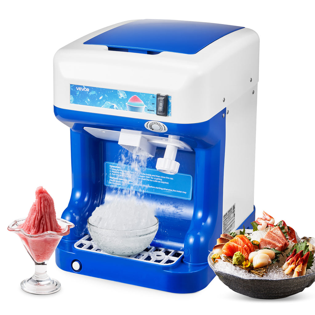 VEVOR Commercial Ice Shaver 286LBS/H Electric Snow Cone Maker Ice Crusher Blue