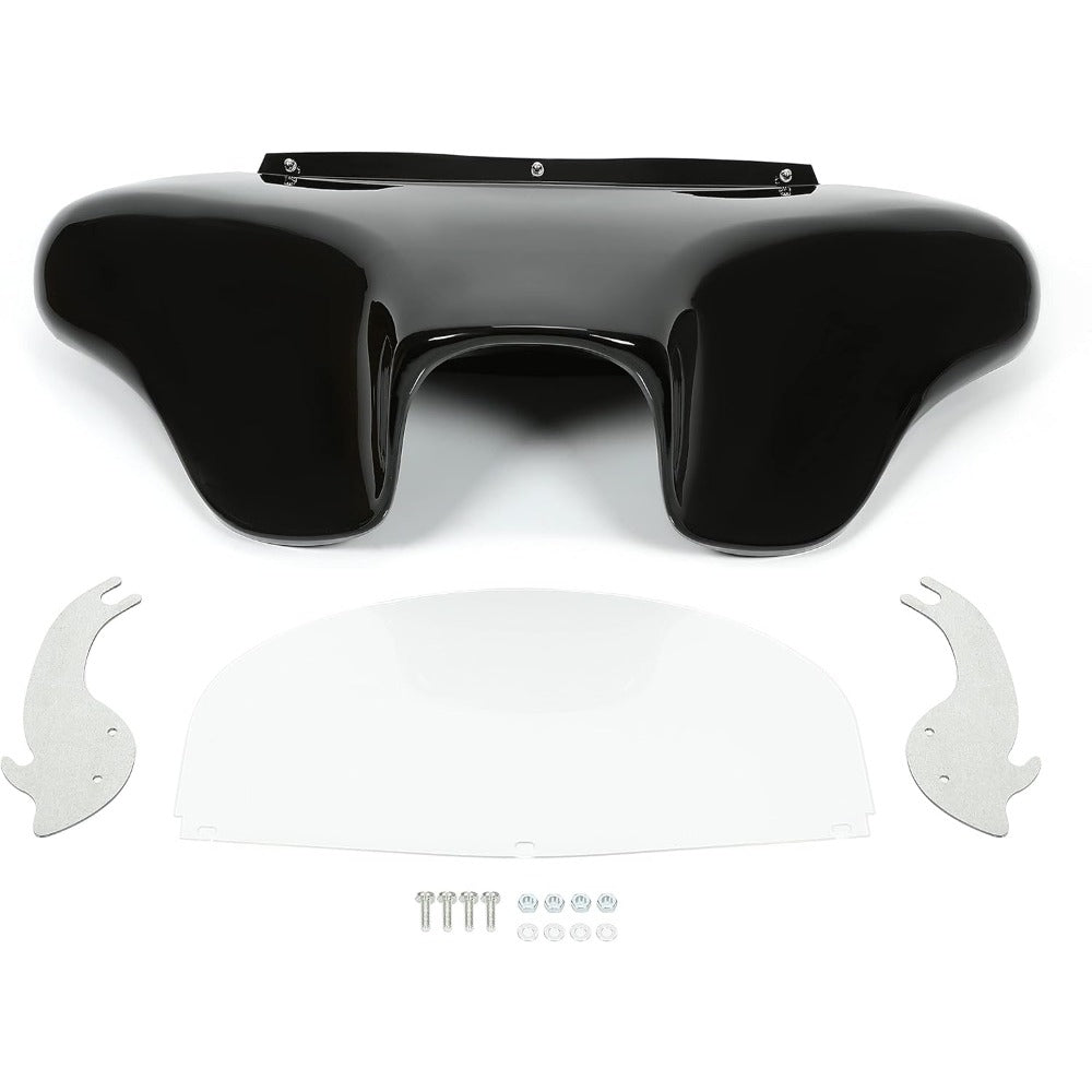 Front Fairing Compatible with 1986-2015 for Davidson Heritage Softail Fat Boy Deluxe Outer Bat Wing w/Clear Windshield 4 Speaker Mount