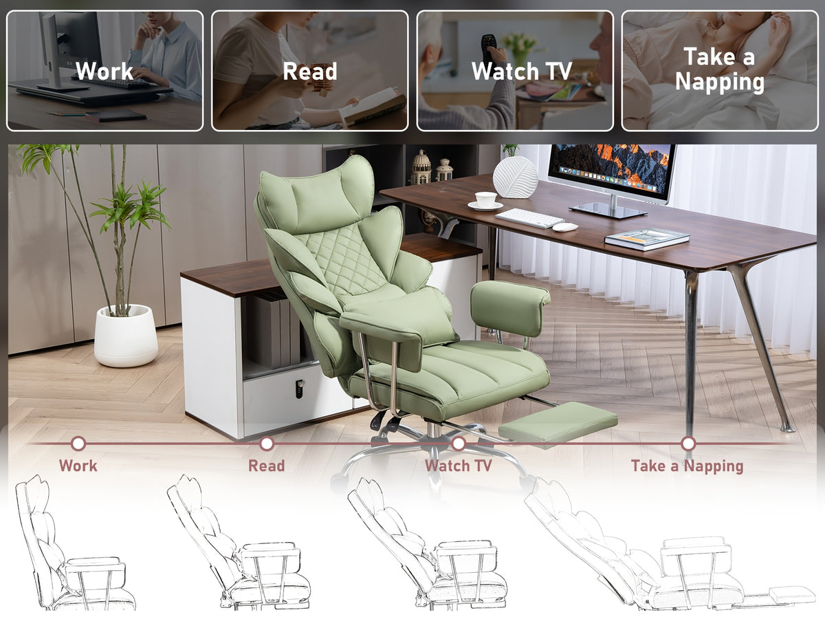 Heavy-Duty Office Chair Designed for Individuals Up to 500 Pounds, Featuring a High Back, Gaming Style with a Footrest, Ergonomic Design, And Adjustable Height with Fixed Soft Armrests