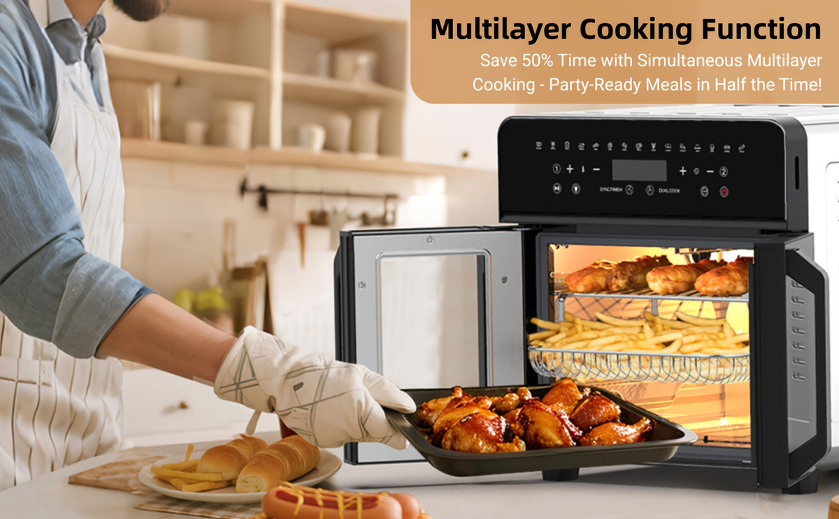 Air Fryer Toaster Oven Combo, 24 QT French-Door Countertop Oven with 15 Cooking Functions and Digital Controls