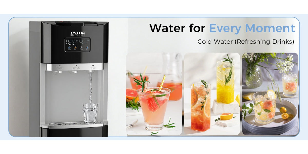 Bottom Load Water Dispenser, LED Display, Hot Cold & Room Water, Stainless Steel Tank, Child Lock, 3 & 5 Gallon for Home & Office