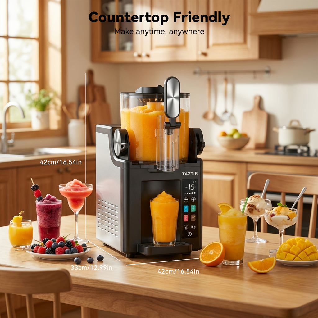 4-In-1 Slushy Machine for Home Party, -15°C Rapid Freeze, 9-Min First Slush, No Ice Needed Frozen Drink & Ice Cream Maker with Smoothie, Milkshake & Margarita Presets, Iced Tea Maker