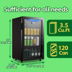 WANAI 3.5 Cu.Ft. Mini Beverage Fridge for Wine, 150 Can Small Wine Cooler for Home and Bar, Electronic Temperature Knob Control