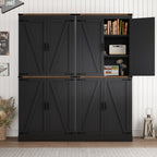 Farmhouse Tall Storage Cabinet with 4 Doors & Adjustable Shelves, 71in Pantry Cabinet for Kitchen, Living Room, Dining Room, Bathroom, Rustic Wood Storage Cabinet