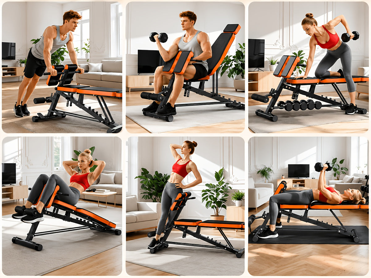 Home Gym Weight Bench, 5-In-1 Adjustable Workout Bench for Abs, Back, Glutes And Core Training, Heavy Duty 1000LBS Capacity