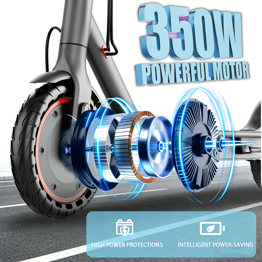 10.5AH 36V Battery 350W Foldable Electric Scooter For Adults With 8.5" Anti-skid Solid Tyres, 19MPH High Speed &3 Speed Modes, Update Model Steps Up With Enhanced Braking For Superior Quality And Comfort-Pick The Model That Fits Your Needs