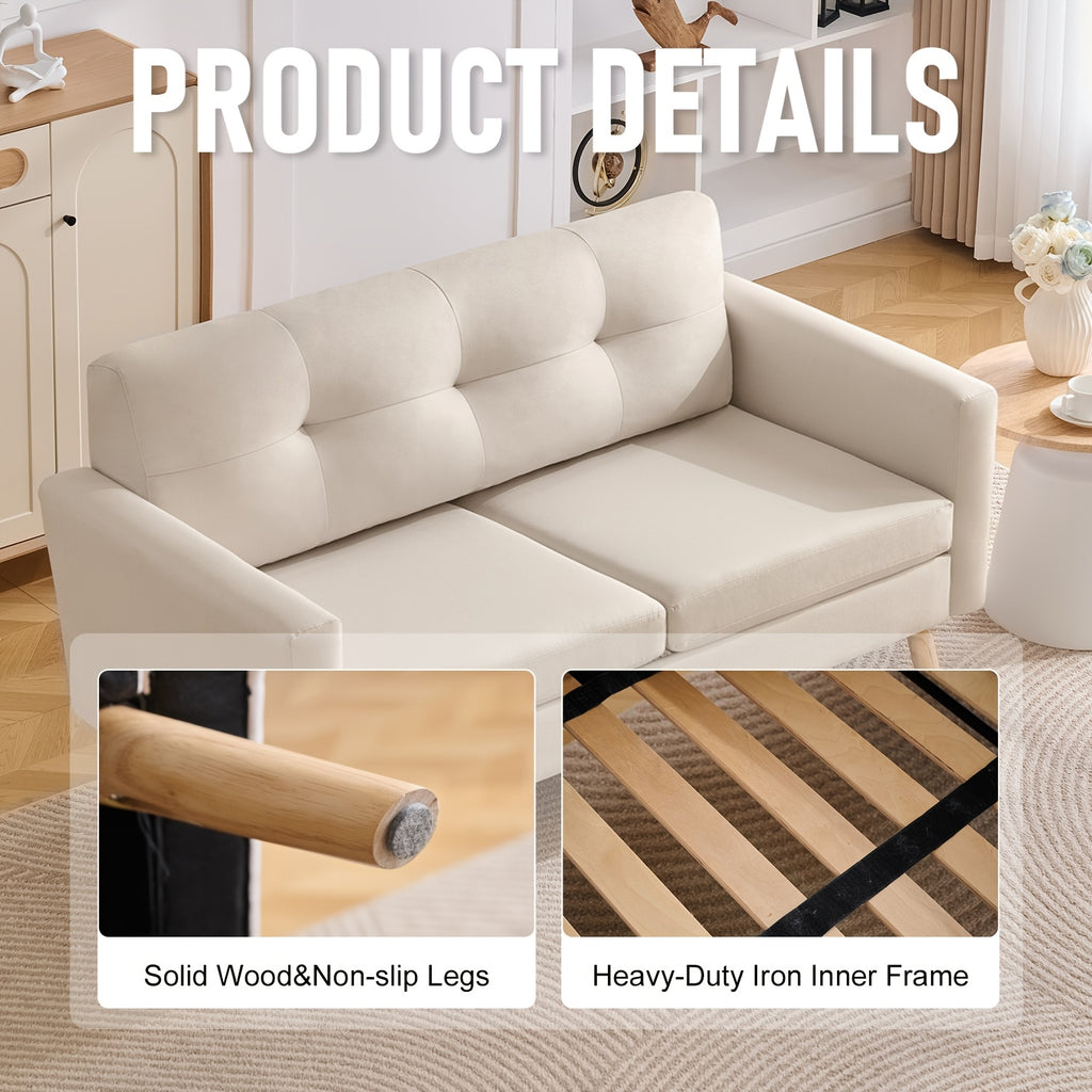 Loveseat Sofa, Mid-Century Modern Decor Love Seat Couches for Living Room, Button Tufted Upholstered Small Couch for Bedroom, Solid And Easy to Install Love Seat Furniture