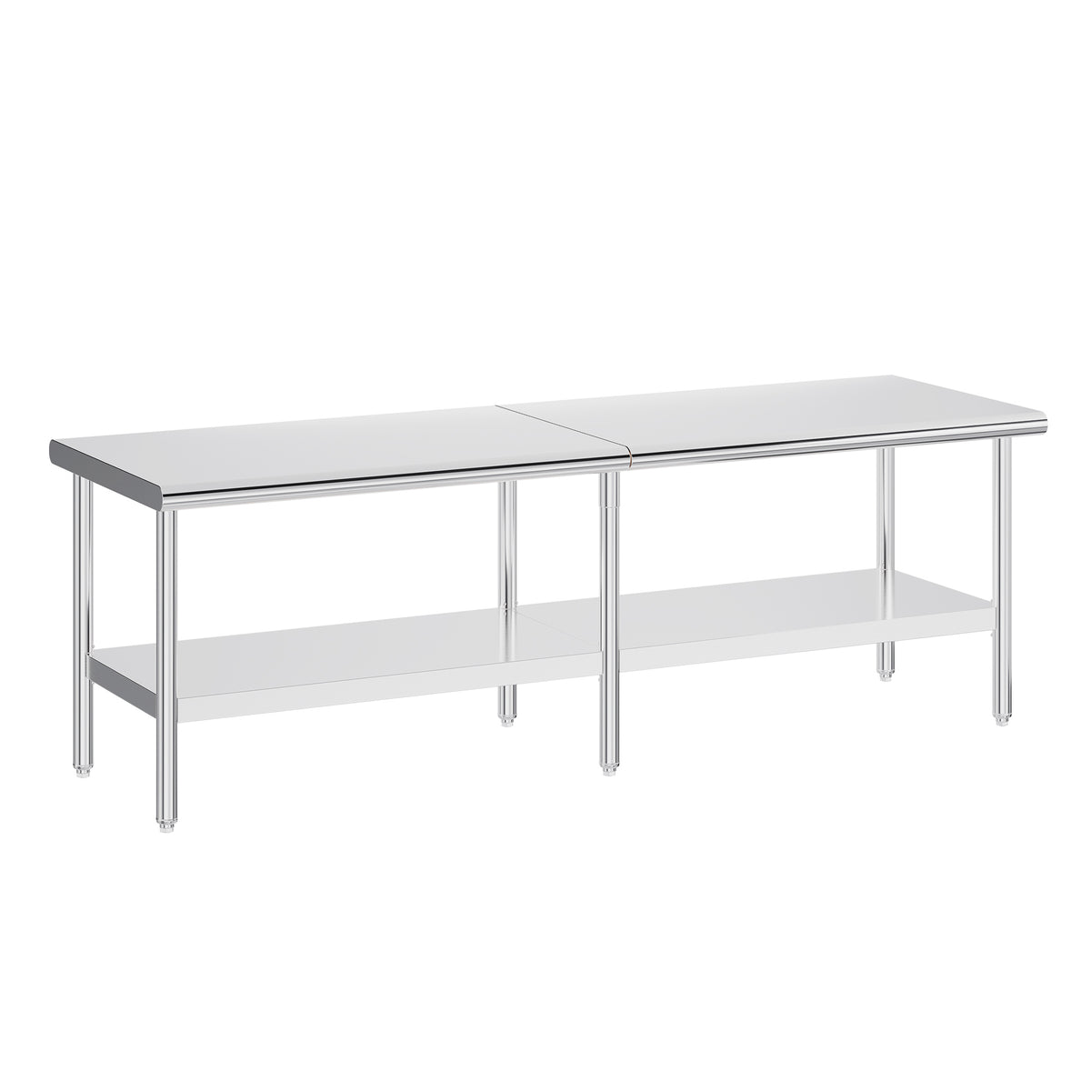 30×48–30×108 Inch Stainless Steel Commercial Work Table with Rounded Corners Adjustable Shelf And Feet for Kitchen Garage Gardening