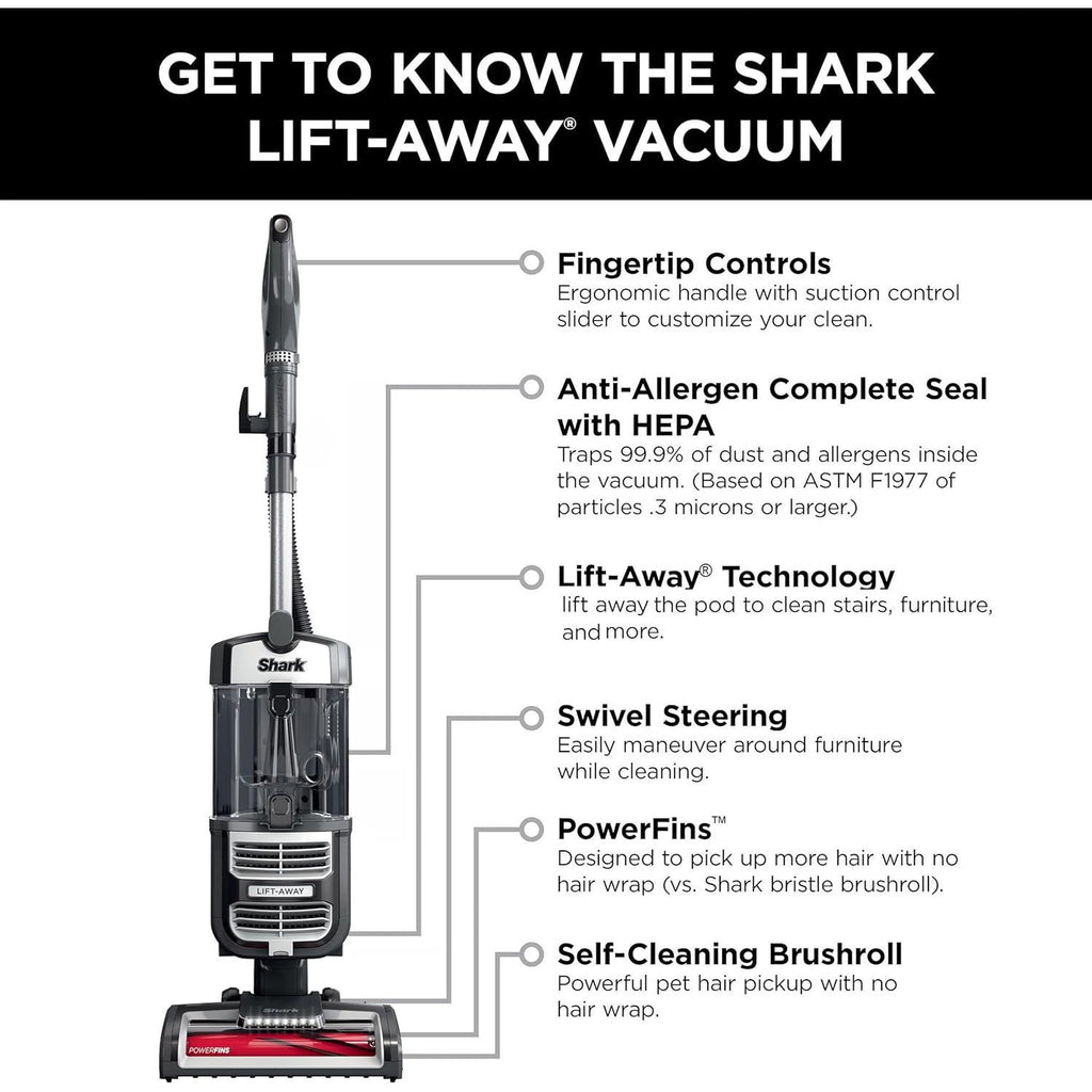 Shark Navigator Lift-Away Upright Vacuum UV730, Self-Cleaning Brushroll, HEPA Anti-Allergen Seal, Powerful Suction for Pet Hair, Carpet & Hard Floor Cleaner with LED Headlights, 13.5 lbs